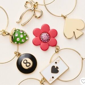 kate spade x Target Gold and Colorful Floral Bow Signature Logo Wine Charm Set